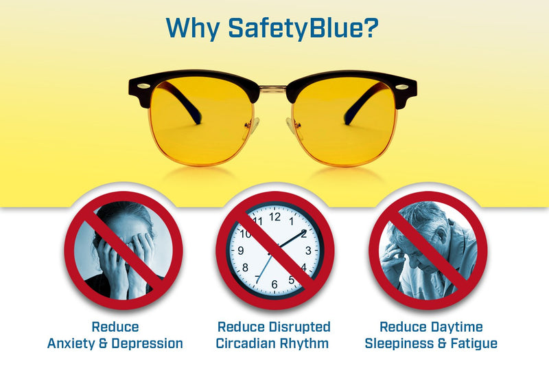 SafetyBlue Day Glasses 40% Blue Blocking for Men & Women | Reading Glasses | Headache Relief | Non-Prescription Glasses Yellow - LeoForward Australia