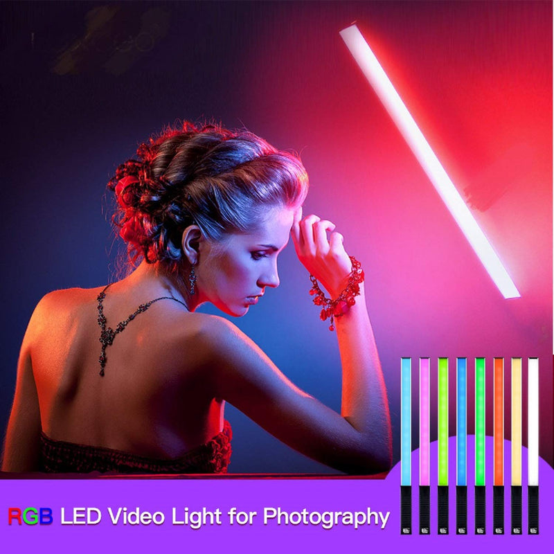 [AUSTRALIA] - LUXCEO RGB LED Photography Lighting Portable Wand Handheld LED Video Light 1000 Lumens CRI 95+ USB Rechargeable with Remote Control, Carry Bag, Adjustable Color Temperature 3000K-6000K and 36 Colors