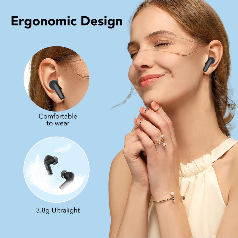  [AUSTRALIA] - Wireless Earbuds, Bluetooth Headphones 5.3, HiFi Sound Quality, Bluetooth Earbuds with 4 HD Mics, 35H with USB-C Charing Case, Earphones with Touch Control, LED Display, IPX7 Waterproof Black