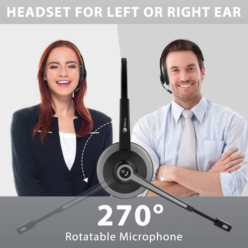  [AUSTRALIA] - Trucker Bluetooth Headset with Microphone, Wireless Headset with AI Noise Cancelling & USB Dongle, Wireless On-Ear Headphones for Trucker Home Office PC Computer Teams Zoom Skype Conference Business