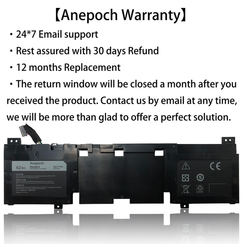  [AUSTRALIA] - Anepoch N1WM4 Laptop Battery Replacement for Dell Alienware 13 R2 13.3" 2VMGK 62Wh 15.2V