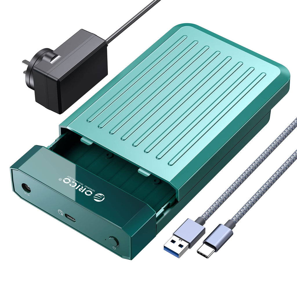  [AUSTRALIA] - ORICO 3.5'' Hard Drive Enclosure SATA to USB C 3.2 HDD Enclosure for 3.5 2.5 Inch SSD HDD Max to 18TB with 12V Power Adapter and Upgraded Cable,Tool Free,Support UASP, Green[M35C3] M35C3-GR