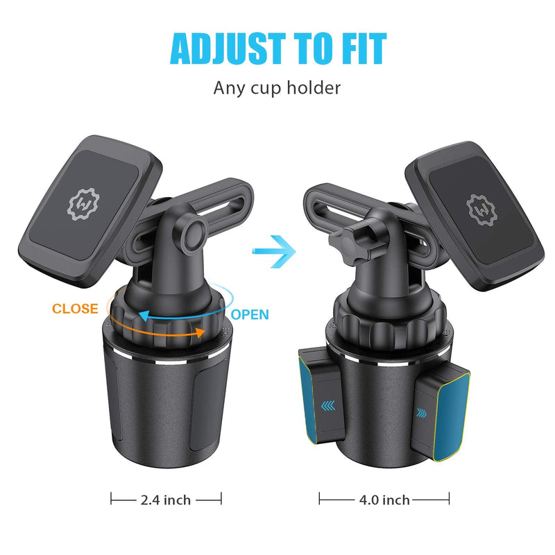  [AUSTRALIA] - WixGear Magnetic Cup Holder Phone Mount, Extendable Arm Universal Car Cup Holder Adjustable Base Automobile Cup Holder Smart Phone Cradle Car Mount