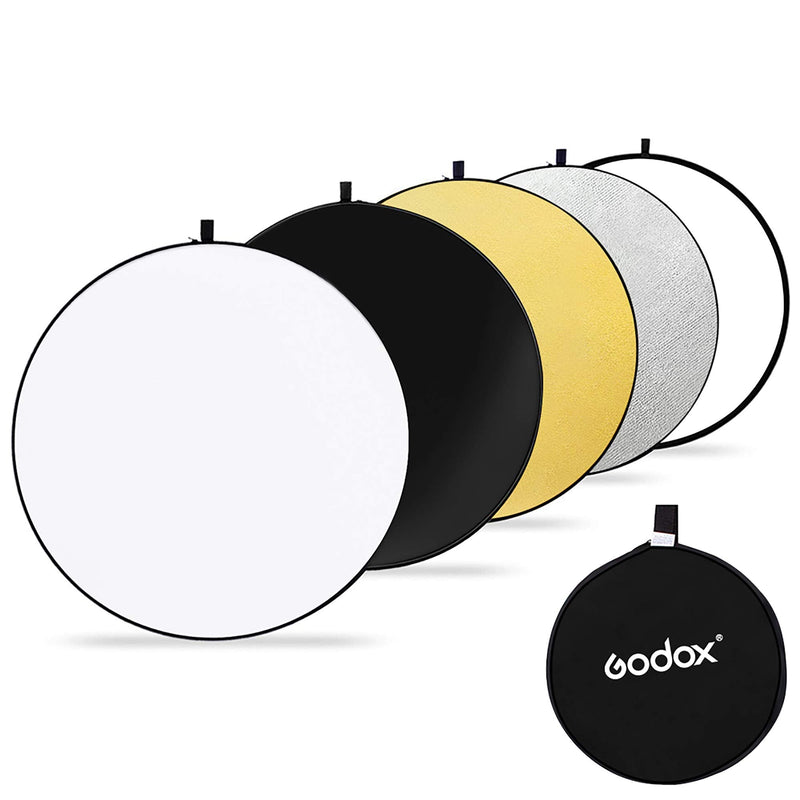  [AUSTRALIA] - GODOX 32" 80cm 5-in-1 Collapsible Round Portable Disc Light Reflector with Bag for Studio and Photography - Gold, Silver, Black, White, Translucent.