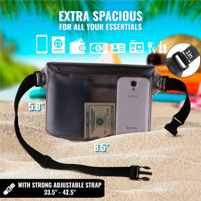  [AUSTRALIA] - AiRunTech Waterproof Pouch | Way to Keep Your Phone and Valuables Safe and Dry | for Boating Swimming Snorkeling Kayaking Beach Pool (2 Phone Cases(Green + Black)) + 2 Fanny Packs(Black+Gray)