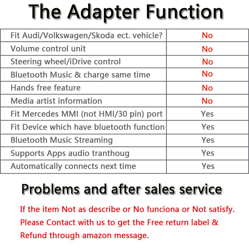 Bluetooth Kit Compatible with Mercedes-Benz MMI Car Interface Adapter Iphone Android Ipod Integration Music AUX Connector - LeoForward Australia