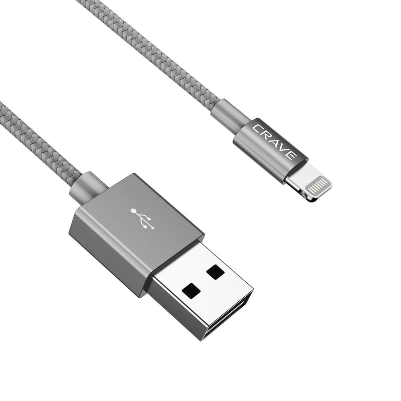 Apple MFI Certified Lightning to USB Cable - Crave Premium Nylon Braided Cable 4 FT - Slate - LeoForward Australia