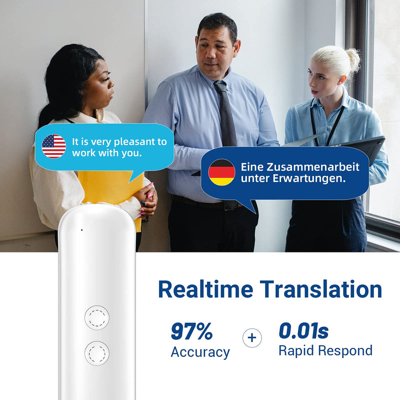  [AUSTRALIA] - XURPURTLK Language Voice Translator Device Real Time 2-Way Translations Supporting 72 Languages for Travelling Learning Shopping Business Chat Recording Translations (White) (G5) White