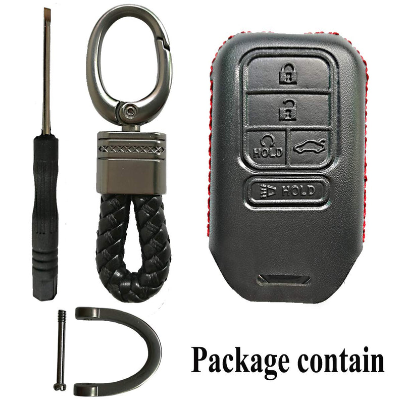  [AUSTRALIA] - Black Leather Cover Key Fob Case Protector Jacket Remote Holder For 2015 2016 2017 2018 2019 Honda Accord Civic CR-V CRV Pilot EX EX-L Touring Premium
