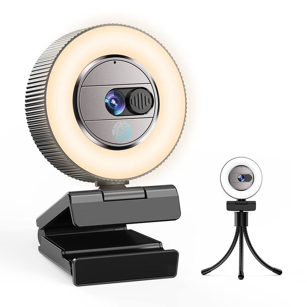  [AUSTRALIA] - GUSGU G910 FHD 1080P Webcam with Microphone and Privacy Cover, Streaming Camera with Ring Light, 2 Colors and 3-Level Brightness, USB Plug&Play Computer Camera, Web Camera for Desktop/PC/Laptop/Mac Silver
