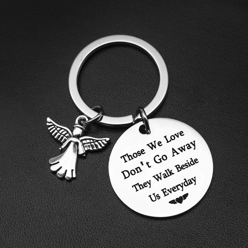  [AUSTRALIA] - Mom Dad Memorial Keychain Gift - Loss of Father Mother Sympathy Jewelry-Those We Love Don't Go Away They Walk Silver