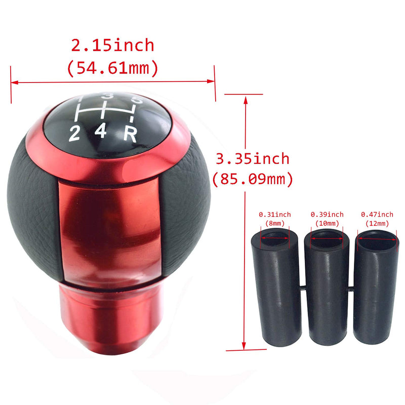  [AUSTRALIA] - Abfer Car Stick Shift Knob Globe Shape 5 Speed Shifter Knob Replacement Fit Most Universal Vehicles (Red) Red