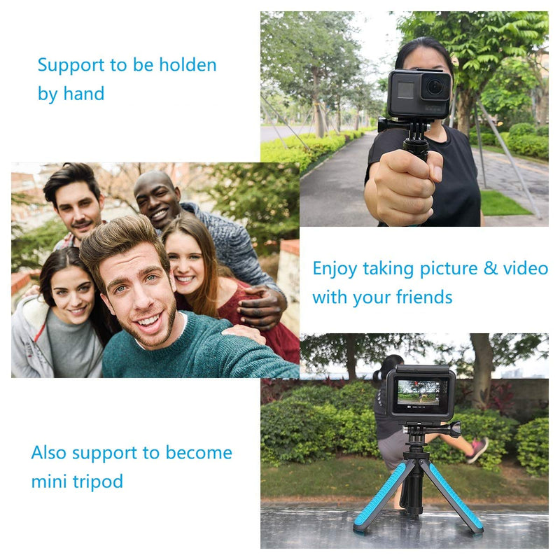  [AUSTRALIA] - Taisioner Mini Selfie Stick Tripod Kit Two in One Compatible with GoPro AKASO Action Camera and Cell Phone Accessories Black