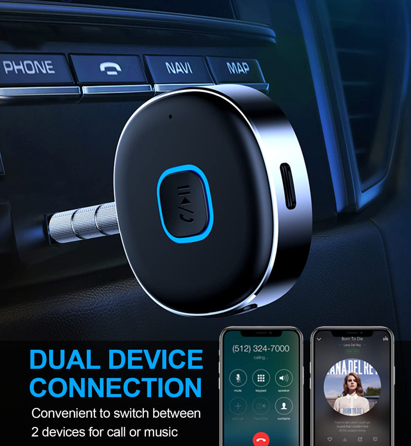  [AUSTRALIA] - Bluetooth Aux Receiver for Car, Portable 3.5mm Aux Bluetooth Car Adapter, Bluetooth 5.0 Wireless Audio Receiver for Car Stereo/Home Stereo/Wired Headphones/Speaker, 16H Battery Life