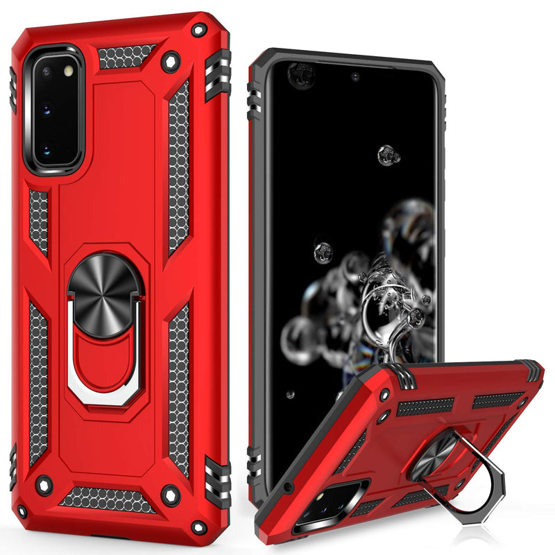  [AUSTRALIA] - LUMARKE Samsung S20 Case,Pass 16ft Drop Test Military Grade Heavy Duty Cover with Magnetic Kickstand Compatible with Car Mount Holder,Protective Phone Case for Samsung Galaxy S20 Red