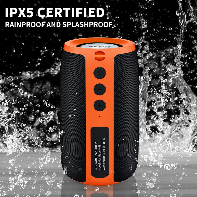  [AUSTRALIA] - Bluetooth Speakers,MusiBaby Speakers Bluetooth Wireless,Portable,Waterproof,Loud Stereo,Booming Bass,Dual Pairing,Bluetooth 5.0,24H Playtime,Speaker for Home,Party,Outdoor,Gifts (Orange)