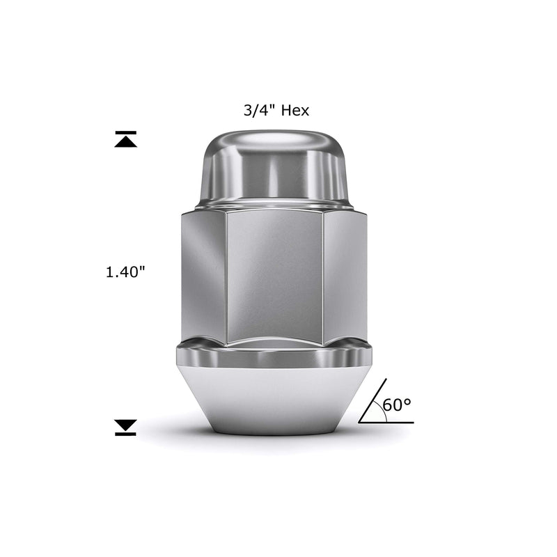 White Knight 1709S-20AM Chrome M14x1.50 Bulge Acorn Lug Nut, (Pack of 20) - LeoForward Australia