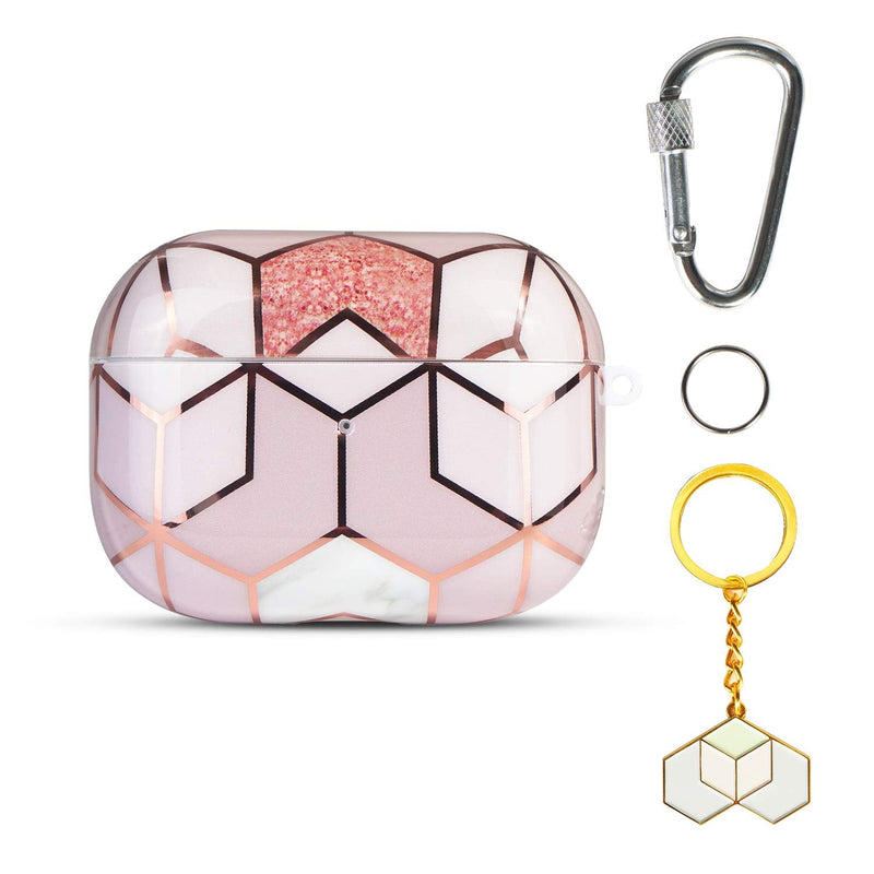  [AUSTRALIA] - HIDAHE AirPods Pro Cute Case, Cute Apple AirPods Pro Cover Case Protective AirPods Pro Accessories Kit for Girls with 2 Keychains Compatiable with Apple AirPods Pro Case, Golden Marble