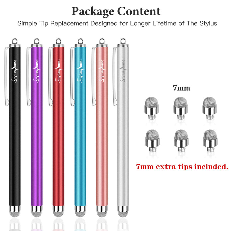  [AUSTRALIA] - StylusHome Stylus Pens for Touch Screens (6 Pcs), Sensitivity Capacitive Stylus Fiber Tips Touch Screen Pen with 6 Extra Replaceable Tips for for iPad iPhone Tablets All Universal Touch Devices