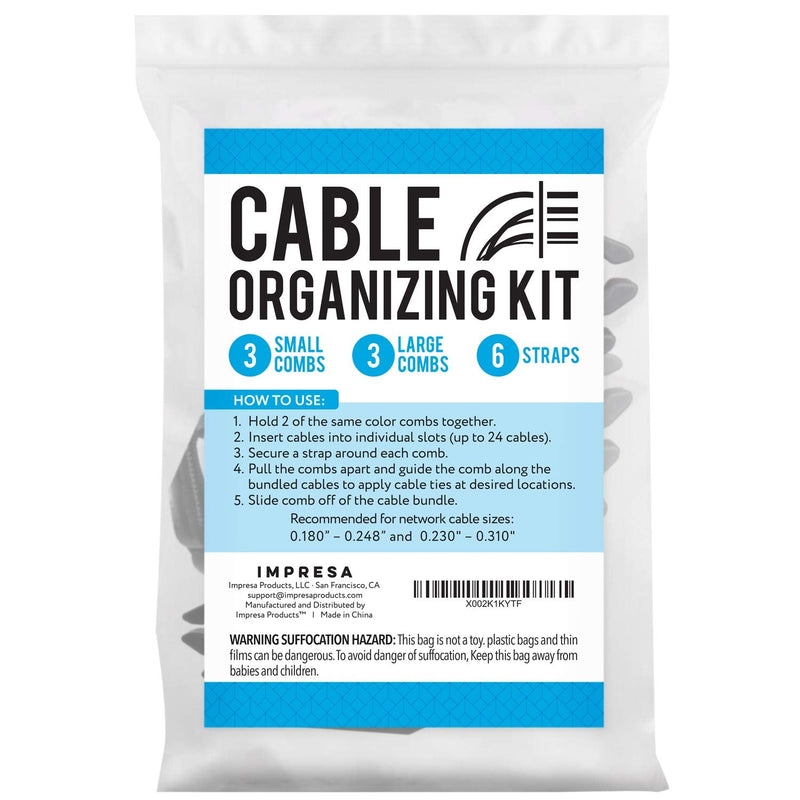  [AUSTRALIA] - Cable Organizing Kit, 6 Network Cable Management Tools and 6 Fasteners, Network Organizer Cable Bundler Comb Kit Makes for Quick and Easy Twist Free Installation Time Saving Tool for Cable Technicians