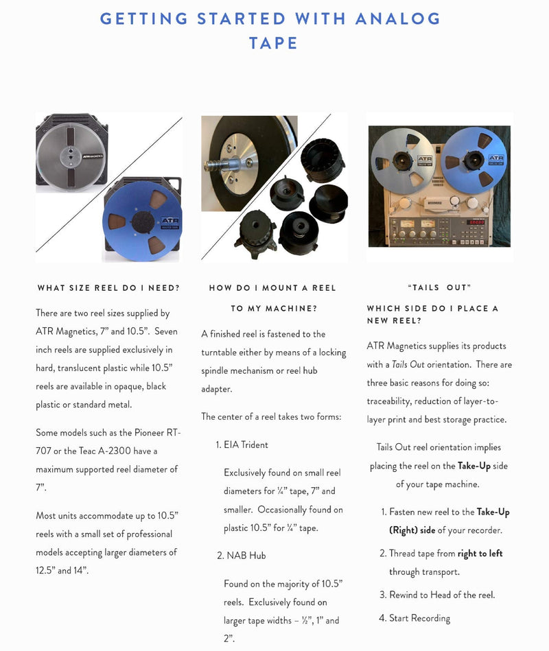  [AUSTRALIA] - Long Play Analog Recording Tape by ATR Magnetics | 1/4" MDS-36 - Modern Classic Sound | 7” Plastic Reel | 1800’ of Analog Tape