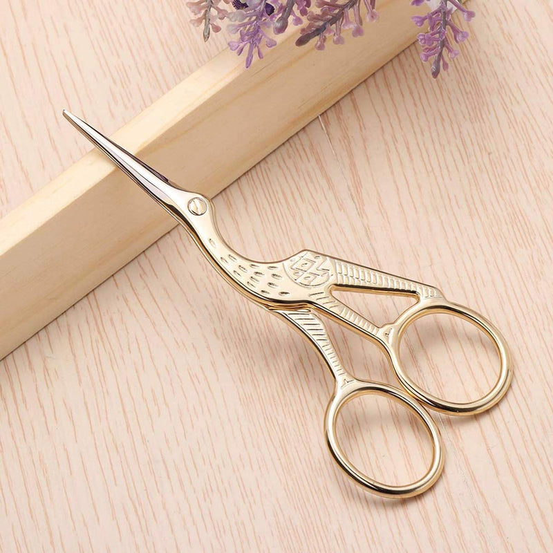  [AUSTRALIA] - Acronde 2PCS Vintage Stork Shape Sewing Scissors Stainless Steel Tailor Scissors Sharp Sewing Shears for Embroidery, Sewing, Craft, Art Work & Everyday Use (Gold)