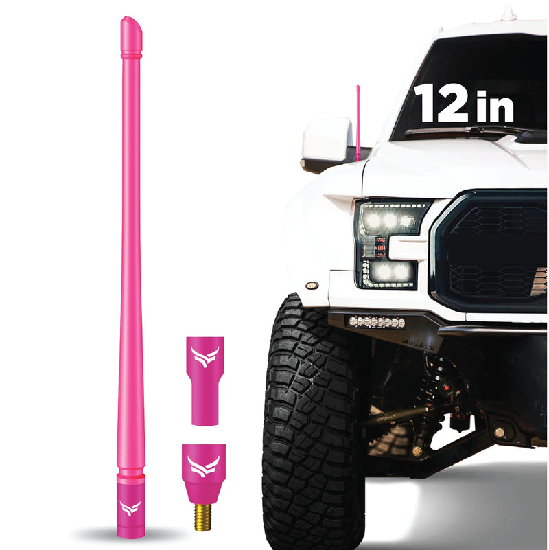  [AUSTRALIA] - EcoAuto Radio Antenna for Trucks (12" Flexible) - Dodge Ram 1500 Accessories, Ford F150 Accessories, Car Antenna for Vehicles GMC & Chevy Trucks, Jeep Wrangler, Gladiator - Anti-Theft (Pink) Pink 12 Inch Flexible