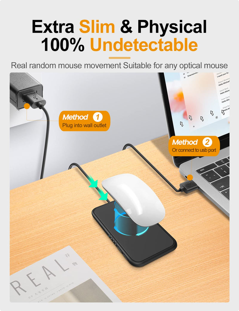  [AUSTRALIA] - 【Ultra-Slim Quiet】STARSIKI Undetectable Mouse Jiggler Interval Timer Adjustable, Mouse Mover with On/Off Switch, Automatic Device to Keep Moving Mouse Wiggler Shaker Clicker Random Movement DriverFree