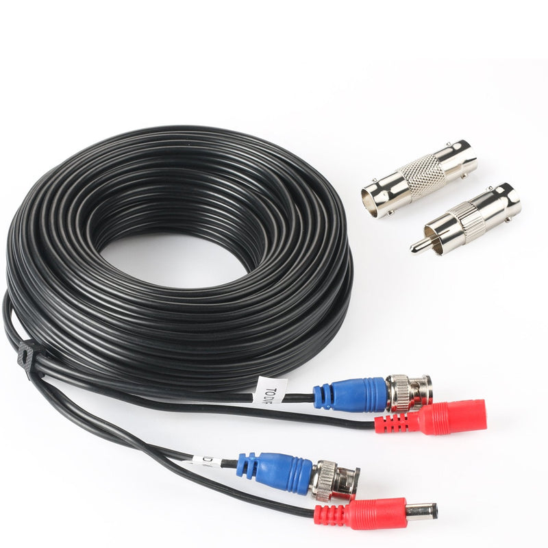  [AUSTRALIA] - SHD 50Feet BNC Vedio Power Cable Pre-Made Al-in-One Camera Video BNC Cable Wire Cord for Surveillance CCTV Security System with Connectors(BNC Female and BNC to RCA)