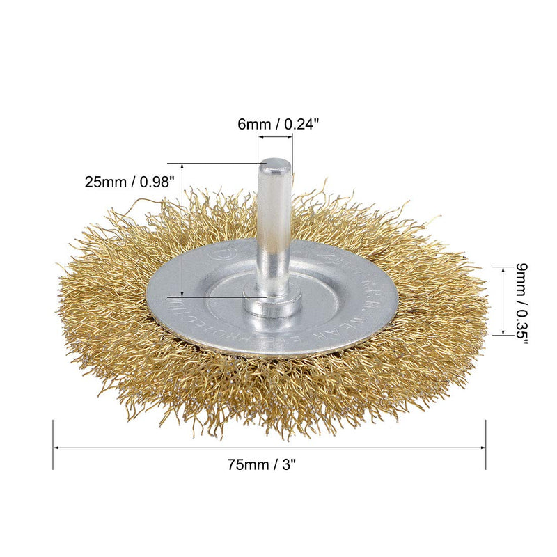  [AUSTRALIA] - uxcell 3-Inch Wire Wheel Brush Bench Brass Plated Crimped Steel with 1/4-Inch Shank