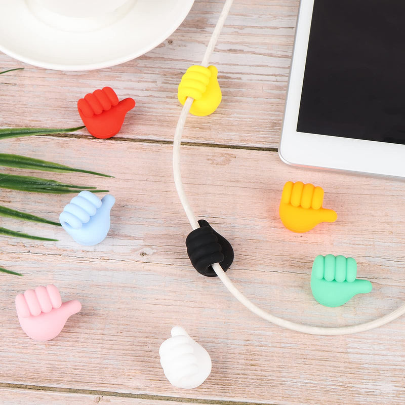  [AUSTRALIA] - 8Pcs Self-Adhesive Silicone Thumb Wall Hook Cable Clip Multi-Function Silicone Toothbrush Holder Key Utility Hook Earphone Organizer Desk Cord Wire Keeper for Data Cable Earphone Belt Hat Key Storage 8pcs
