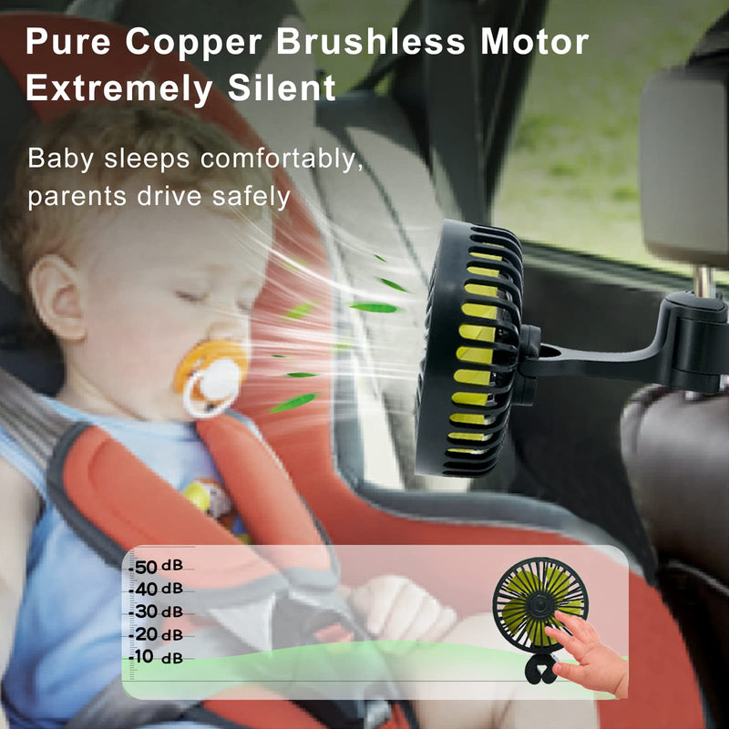  [AUSTRALIA] - xuenair Carseat Fan, [Extremely Silent] Baby Car Seat Headrest Fan For Backseat Of Car, Small USB Fan Mini Cooling Fan Portable Clip On Baby Crib Kids Dogs Vehicle Backseat Desk