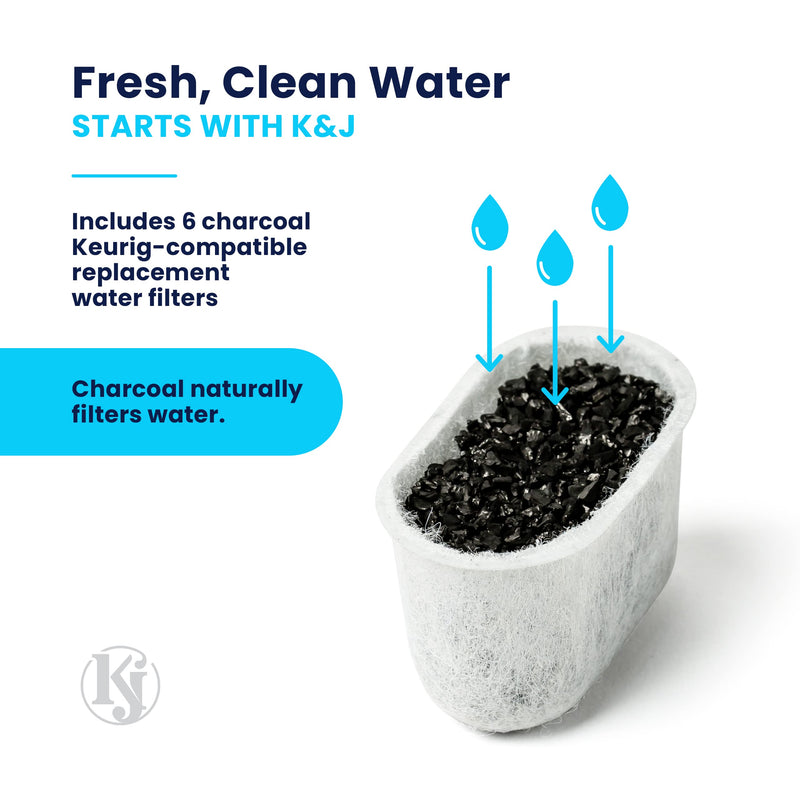  [AUSTRALIA] - K&J Replacement Charcoal Water Filters Compatible With KEURIG - Universal Fit (NOT CUISINART) for Keurig 2.0 (and older) Coffee Machines (6-Pack) 6