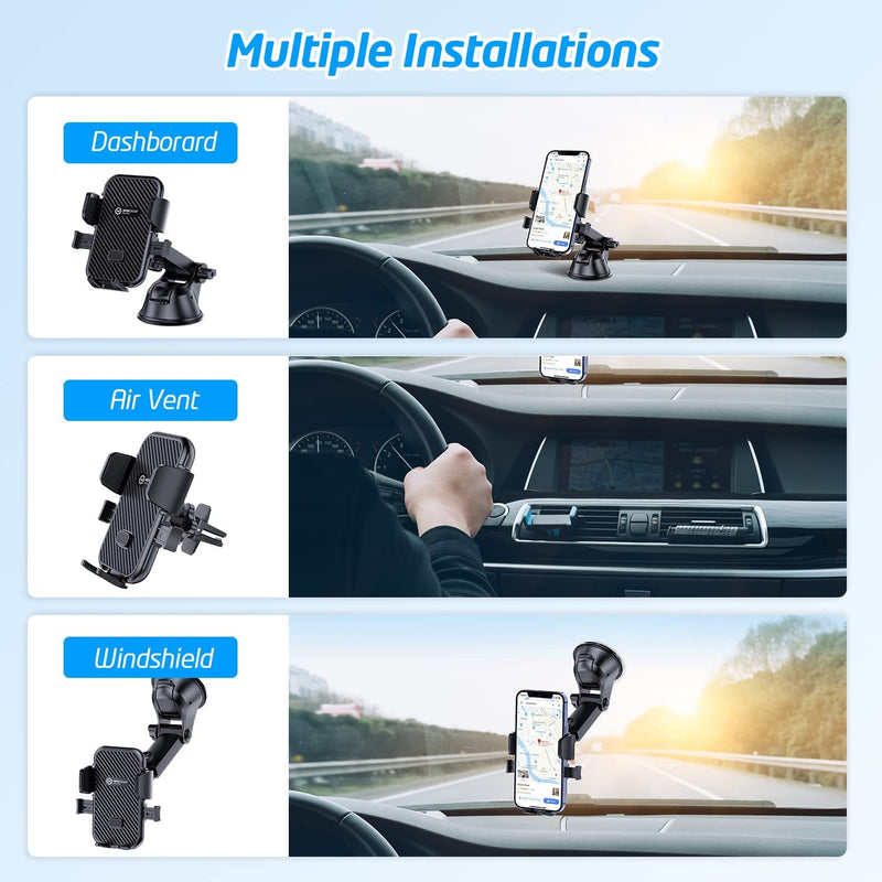  [AUSTRALIA] - WixGear Universal Phone Holder for Car, Windshield Mount and Dashboard Mount Holder for Cell Phones and Tablets with Long Adjustable Arm (New Automatic Closing Arms)