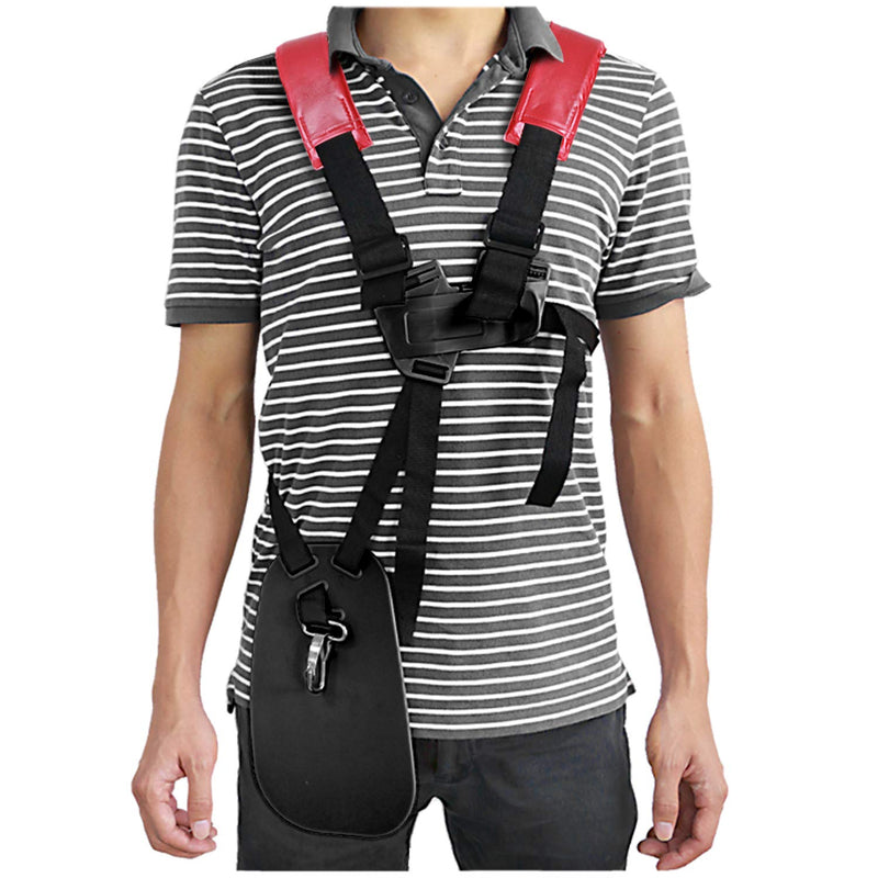  [AUSTRALIA] - WEIBOND Trimmer Shoulder Strap - Grass Trimmer Harness Strap, Comfort Strap Double Shoulder Garden, Brush Cutter Lawn Mower Nylon Belt （Black and Red 2PCS) Black Red_2pcs
