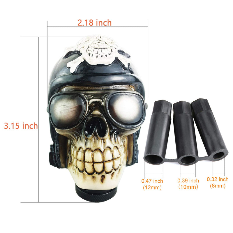 [AUSTRALIA] - Arenbel Skull Stick Knob Gear Shifting Shift Knobs Universal Lever Shifter Head of Motorcycle Rider Style fit Most Manual Automatic Cars, Black