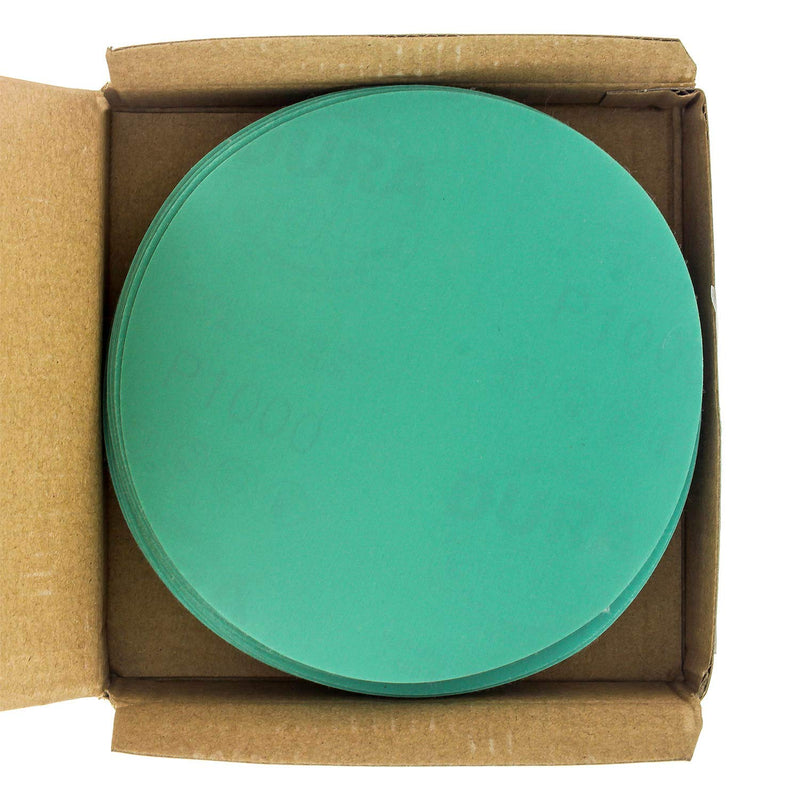  [AUSTRALIA] - Dura-Gold Premium 5" Green Film Sanding Discs - 1000 Grit (Box of 50) - Hook & Loop Backing Sandpaper Discs for DA Sanders, Finishing Extra Fine Cut Abrasive - Sand Automotive Paint, Woodworking Wood 1000-Grit