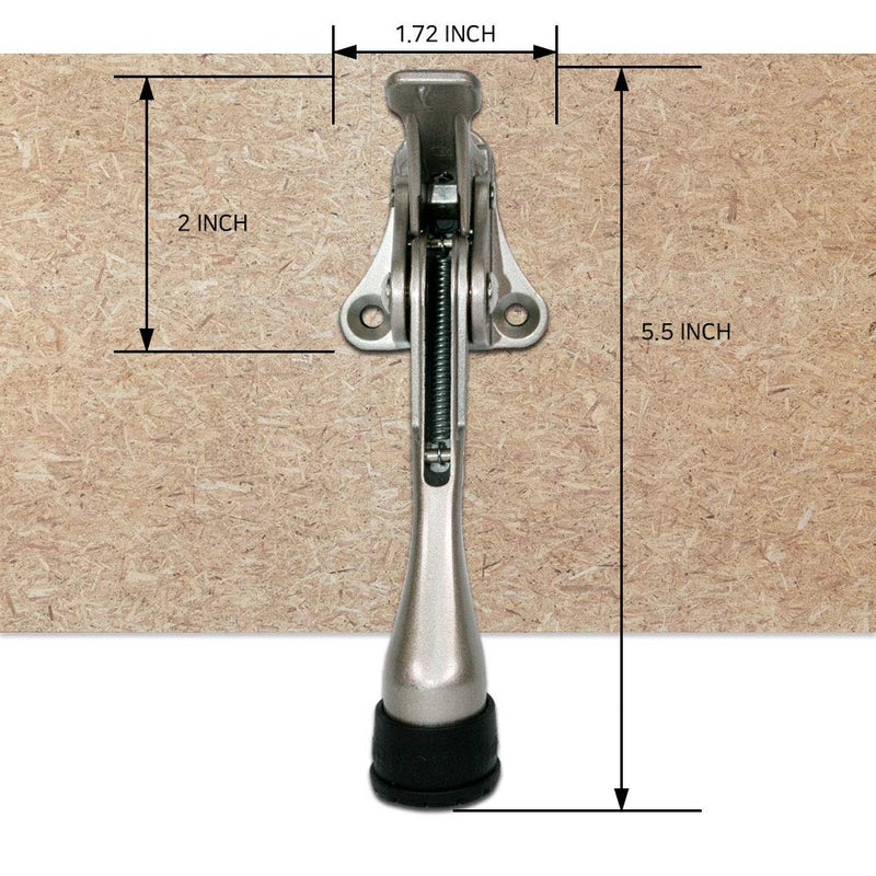  [AUSTRALIA] - Kickdown Door Stoppers, 4inch Flip Down Door Stops, Satin Nickel Door Holder 1/2/4 Pack, Door Stopper for Bottom of Door, Door Kickstand by HASHI [1 Pack] 4 inch x 1pack