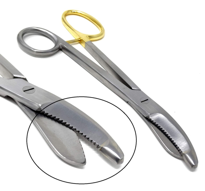  [AUSTRALIA] - Heavy Duty German Grade Stainless Steel Plaster Cast Cutting Shears Scissors 9.5" with One Serrated Blade and Gold Handle