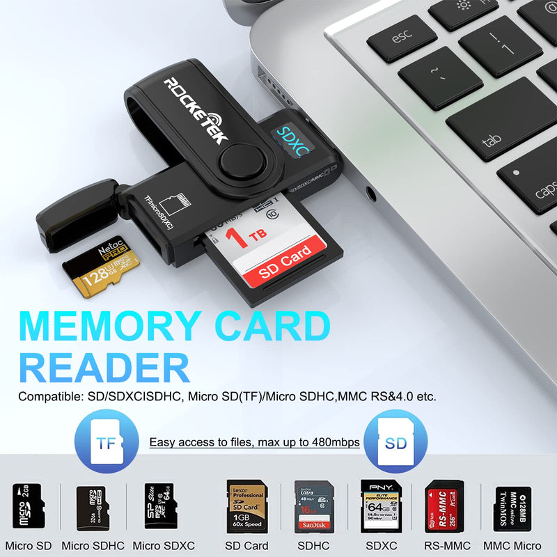  [AUSTRALIA] - SD Card Reader, USB 3.0 Memory Card Reader for SD SDXC SDHC MMC RS-MMC TF Micro SD Micro SDXC Micro SDHC UHS-I USB Card Reader/Writer(5Gbps) 2 Cards Simultaneously SD Card Adapter for Mac/Win/Linux CR5