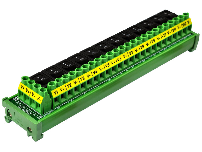  [AUSTRALIA] - DIN Rail Mount 12 Channel Rocker Switch DC Power Distribution Strip Module