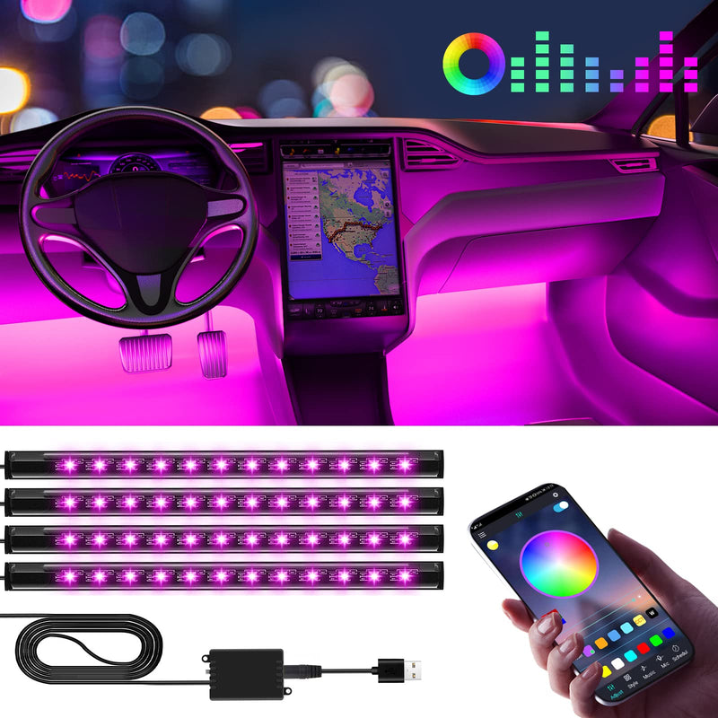  [AUSTRALIA] - Interior Car Lights Winzwon Car Accessories for Women, Car Led Lights, Gifts for Men, APP Control Inside Car Decor with USB Port, Music Sync Color Change Lights for Jeep Truck, 12V 4