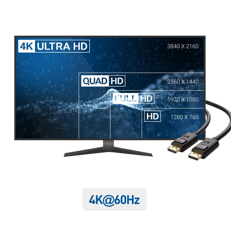  [AUSTRALIA] - Cable Matters 4K DisplayPort to DisplayPort Cable (DP to DP Cable, Display Port Cable) 6 Feet - 4K 60Hz, 2K 144Hz Monitor Support