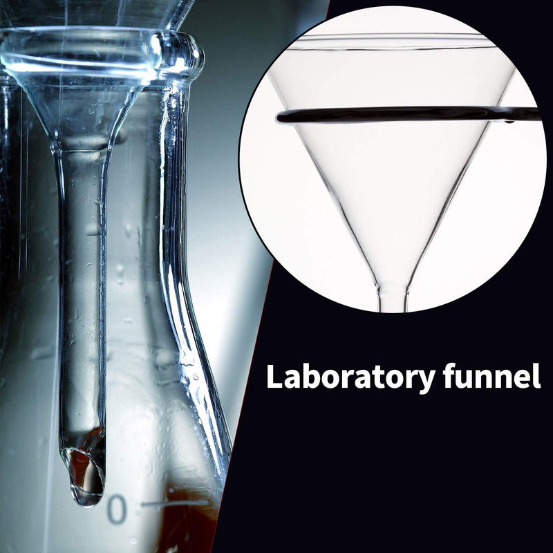 Young4us Glass Funnel Set, 4 Pcs Lab Borosilicate Glass Funnels, 100mm (170mm Length), 75mm (130mm), 50mm (90mm) & 40mm (70mm) Diameter - LeoForward Australia