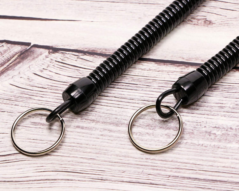  [AUSTRALIA] - Mini Skater 6.89 inch Black Fishing Lanyards Retractable Spiral Spring Lanyard Boating Rope Safety Wire Coiled Tether with Buckle for Pliers Grippers Fish Tackle Tools (20) 20