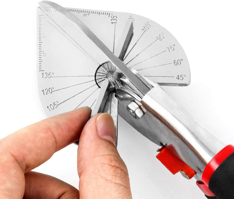  [AUSTRALIA] - Multi Angle Miter Shear Cutter Hand Tools,45-135 Degree Adjustable Angle Scissors Trim Shears Tools for Vinyl Wood Molding Trim, 2 Extra Spare Blades Included