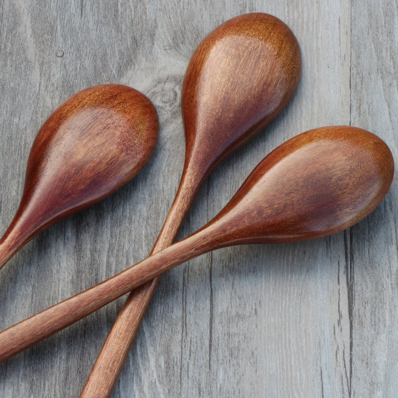  [AUSTRALIA] - Wooden Spoons, 6 Pieces 9 Inch Wood Soup Spoons for Eating Mixing Stirring, Long Handle Spoon with Japanese Style Kitchen Utensil, ADLORYEA Eco Friendly Table Spoon