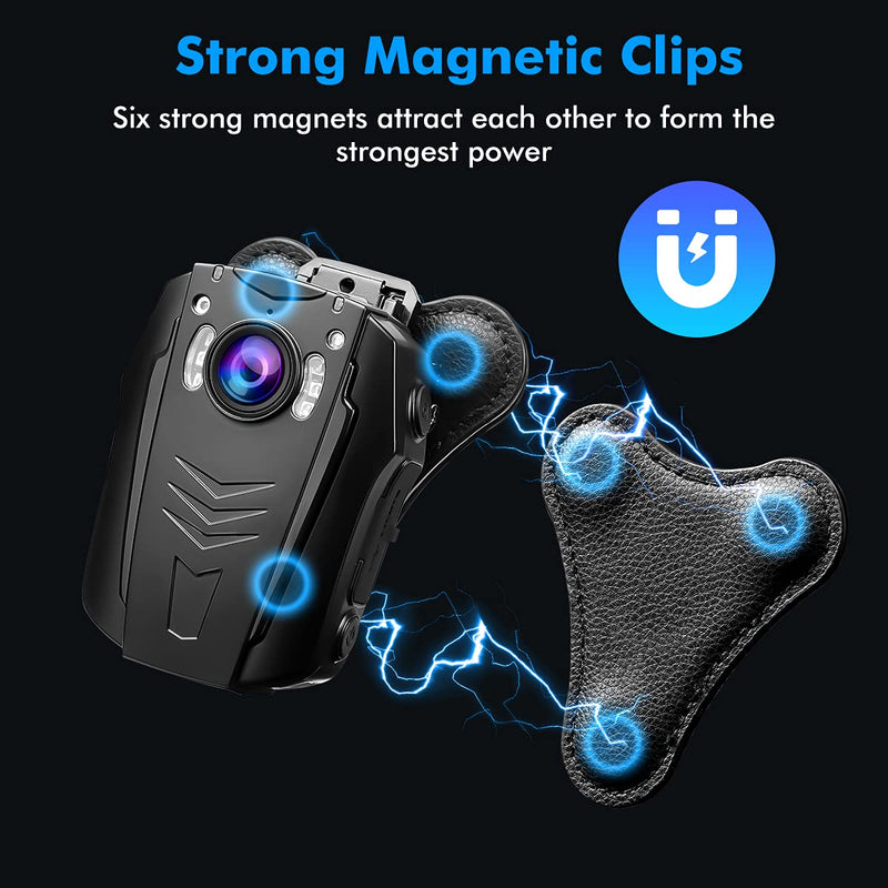 [AUSTRALIA] - BOBLOV Body Camera Magnet Mount, Support 45° Angle Adjustable for Body Camera, 6 Strong Magnets, Universal Magnetic Suction Clip for All model Body Cameras, Make from Durable Leather, Stick to Clothes