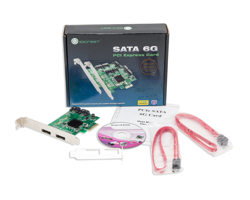  [AUSTRALIA] - IO CREST SI-PEX40058 2 Port SATA III 2 Port eSATA III PCIe 2.0 x2 HyperDuo Controller Card Green 2+2 port Marvell