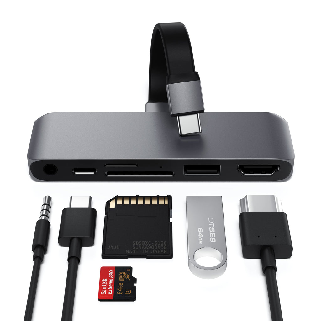  [AUSTRALIA] - Satechi Aluminum USB-C Mobile Pro SD Adapter with USB-C PD Charging, 4K HDMI, USB 3.0, Micro/SD Card Readers & 3.5mm Headphone Jack - Compatible with 2022 iPad Air M1, 2021 iPad Pro M1